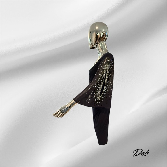 Joseph Ribkoff Navy Bodycon Dress with Plunge Neckline - Picture 3 of 9